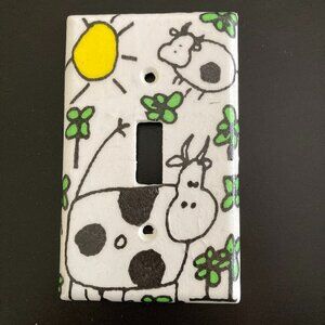 Handmade Decoupaged Cute Cow Switch Plates NEW